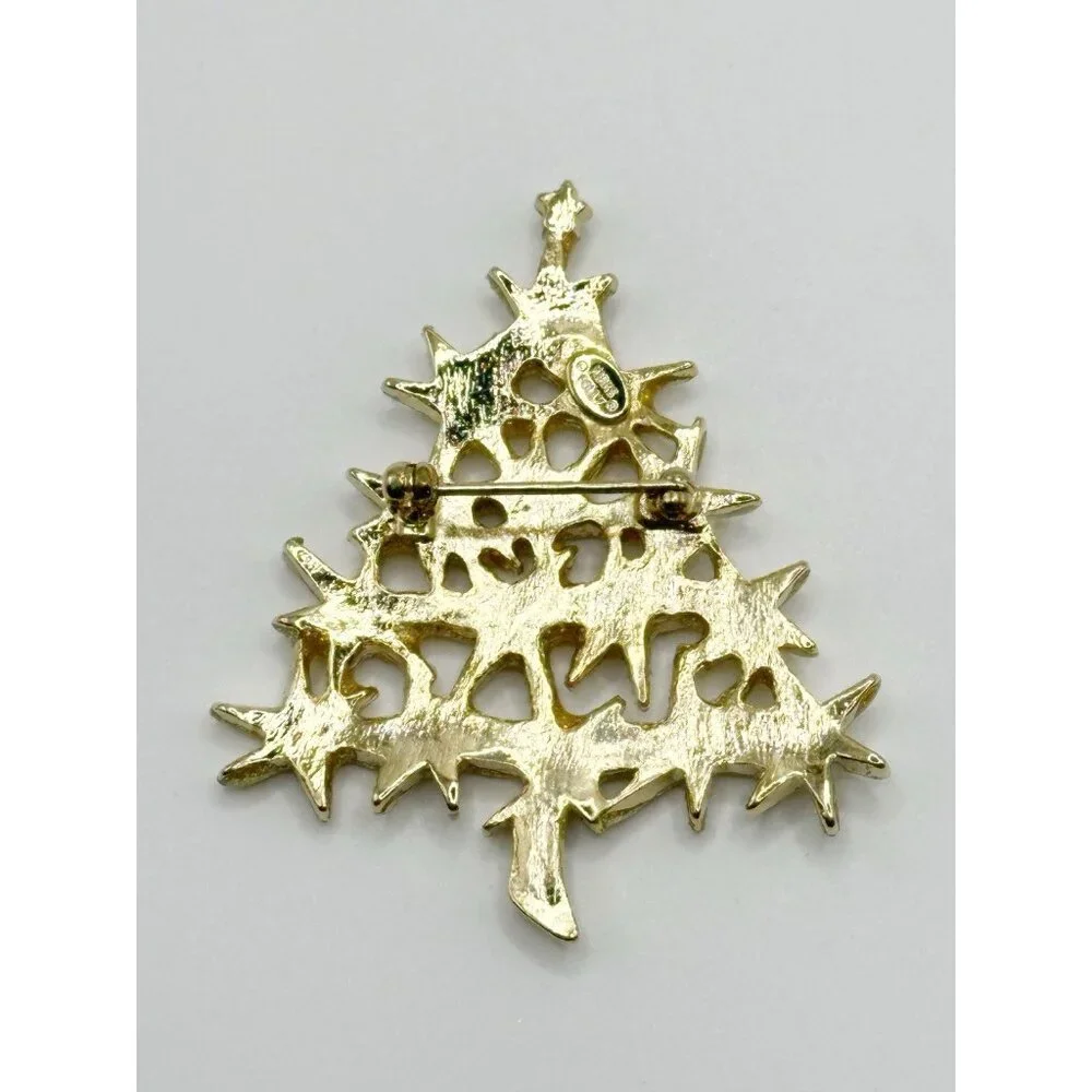 Fanciful‎ Kirks Folly Signed Irridescent Glittery Star Christmas Tree Brooch Pin